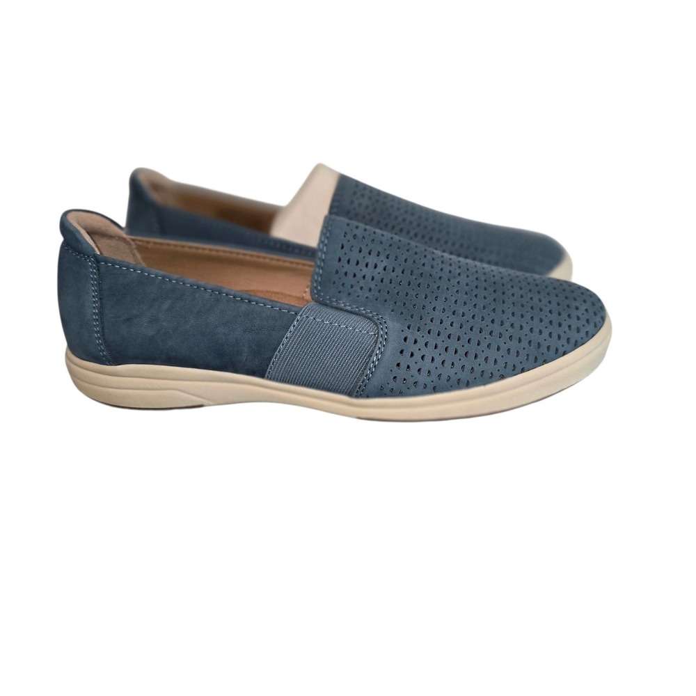 Earth Origins Eclipse Elin Parisian Blue Nubuck Perforated Slip On Loafers 10W